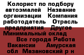 Колорист по подбору автоэмалей › Название организации ­ Компания-работодатель › Отрасль предприятия ­ Другое › Минимальный оклад ­ 15 000 - Все города Работа » Вакансии   . Амурская обл.,Мазановский р-н